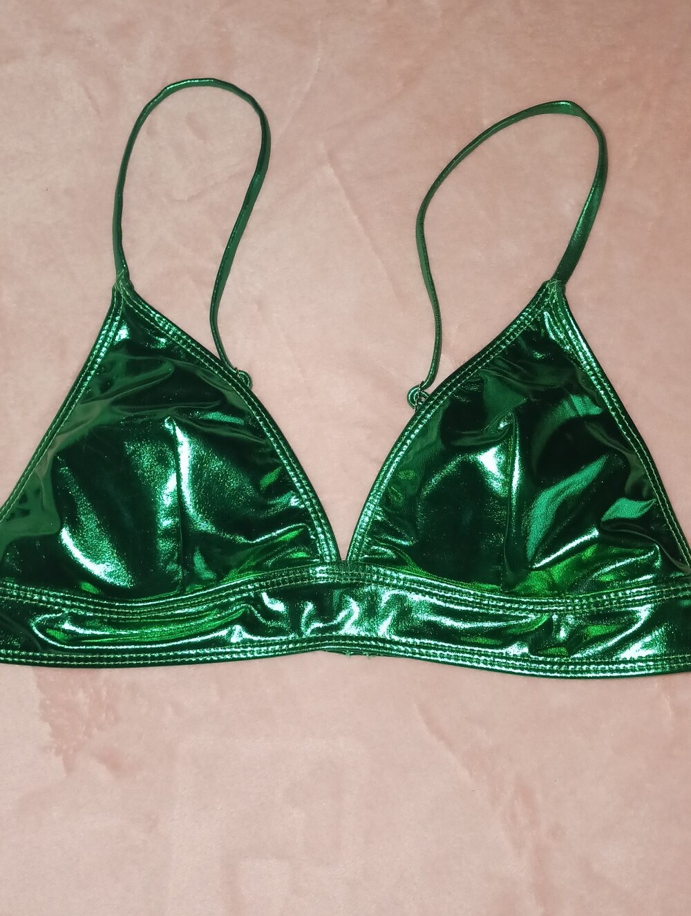 Metallic Emerald Green Triangle Bralette Size Small